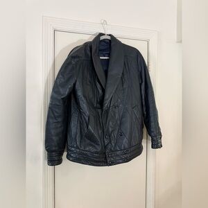 Black Quilted Leather Jacket
Size Large
In great condition